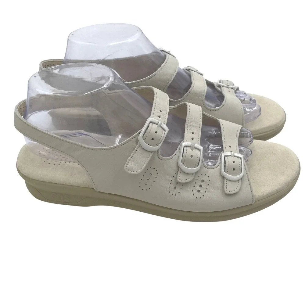 SAS Trio II Bone Leather Slingback‎ Comfort Sandals Womens 10.5 M Made in USA